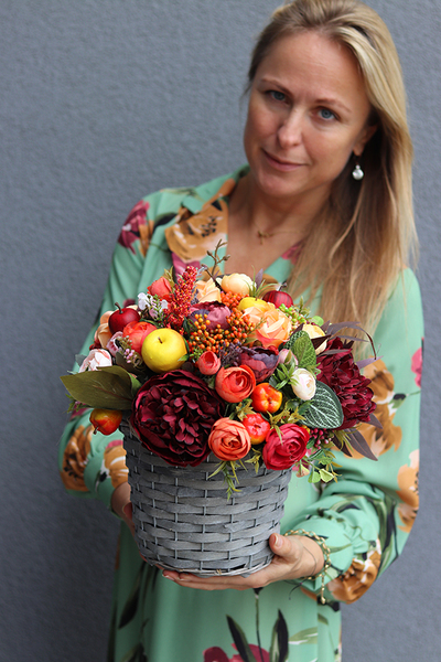 komplet dekoracji jesiennych 2 szt., kosz & wianek, Jesienny Optymizm  