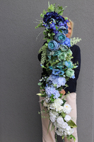 biało - niebieska kwiatowa girlanda Morska Fala, dł.150cm