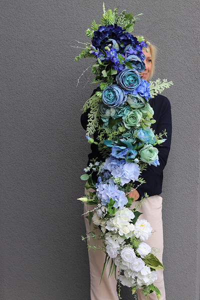 biało - niebieska kwiatowa girlanda Morska Fala, dł.150cm