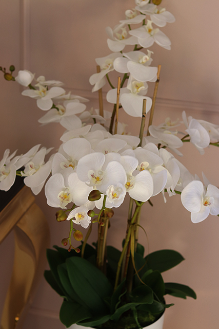 Śnieżka Mediolan, sztuczny storczyk w wysokiej donicy, wys.110cm