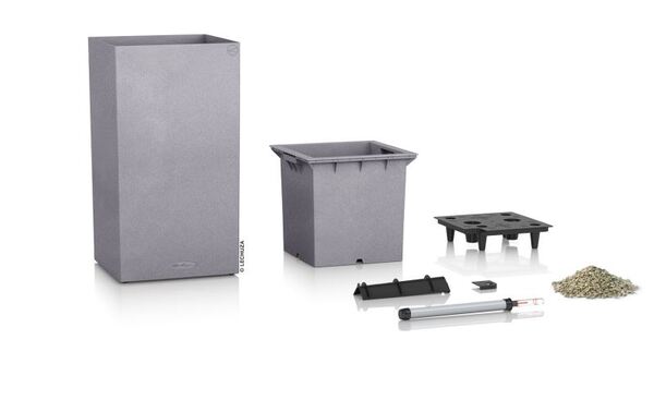 Canto Stone Kolumna, elegancka donica z nawadnianiem, szara, wym.76x40cm