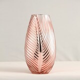 Leaf Glamour, elegancki szklany wazon, różowe złoto, wys.31.5cm