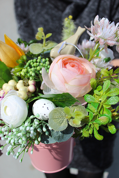 Easter kompozycja wielkanocna w metalowym wiaderku wys.26cm