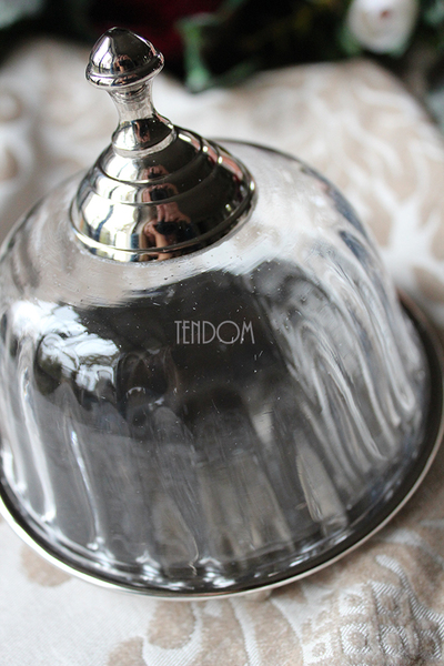 Glamour pojemnik z kloszem i lustrzaną podstawą, wym.11.5x12.5cm