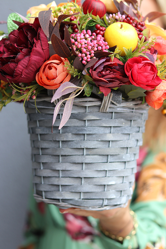 komplet dekoracji jesiennych 2 szt., kosz & wianek, Jesienny Optymizm  