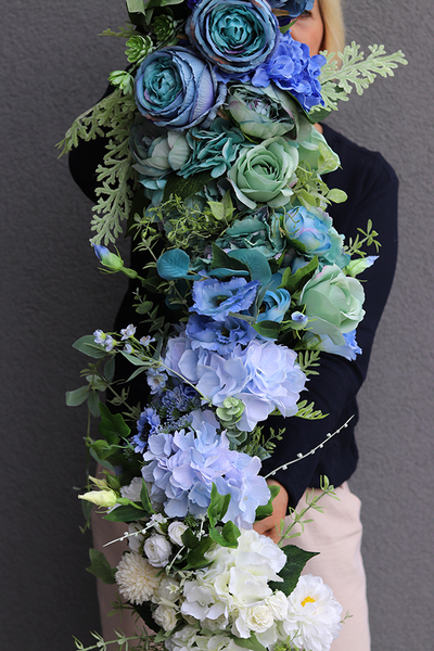 biało - niebieska kwiatowa girlanda Morska Fala, dł.150cm