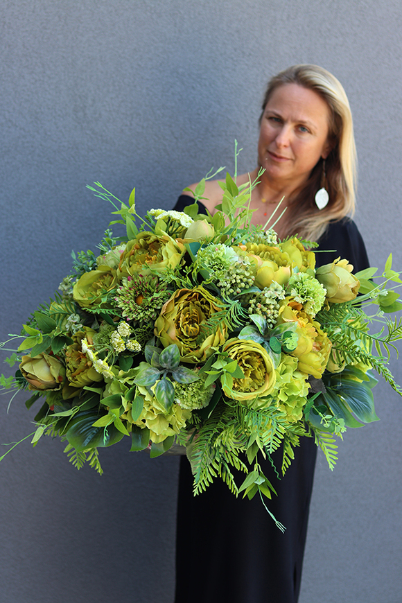 Janina Green & Gold, kompozycja z zielonych kwiatów, kpl.2szt 