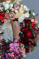 Bella Jesienna Bordo, kwiatowy wianek na drzwi, śr.52cm  