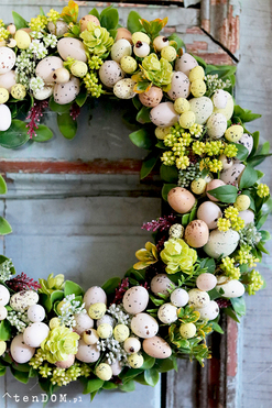 dekoracyjny wianek z jajkami, Wiejska Wielkanoc, śr.40cm