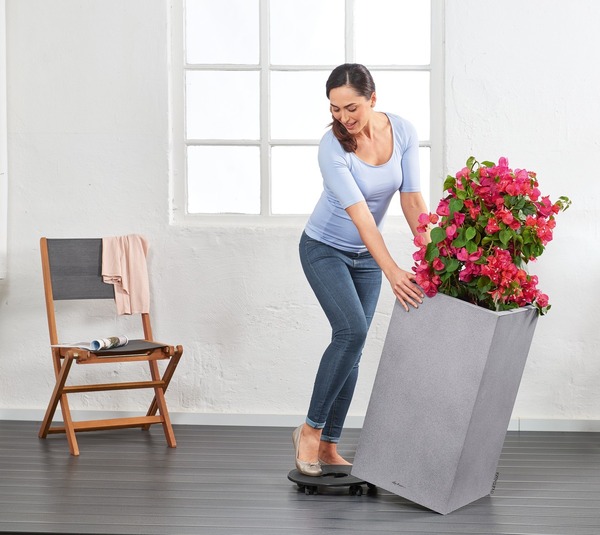 Canto Stone Kolumna, elegancka donica z nawadnianiem, szara, wym.76x40cm