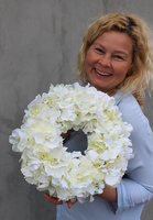 Hortensja White, wianek komunijny na drzwi lub stół, śr.30cm