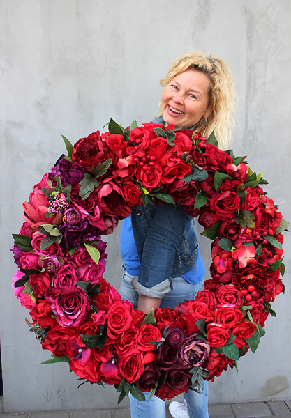 bardzo duży wianek do dekoracji, Czerwień Modern, śr.72cm