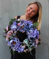 Caryca Katarzyna Fiolet, efektowny wianek na drzwi, śr.40cm