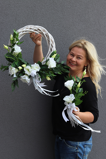 komplet dekoracji Komunijnych / Ślubnych, wianek & bukiecik