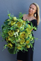 Janina Green & Gold, kompozycja z zielonych kwiatów, kpl.2szt 