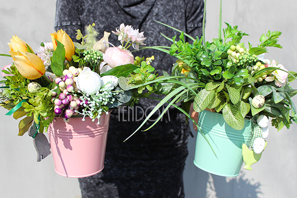 Easter kompozycja wielkanocna w metalowym wiaderku wys.26cm