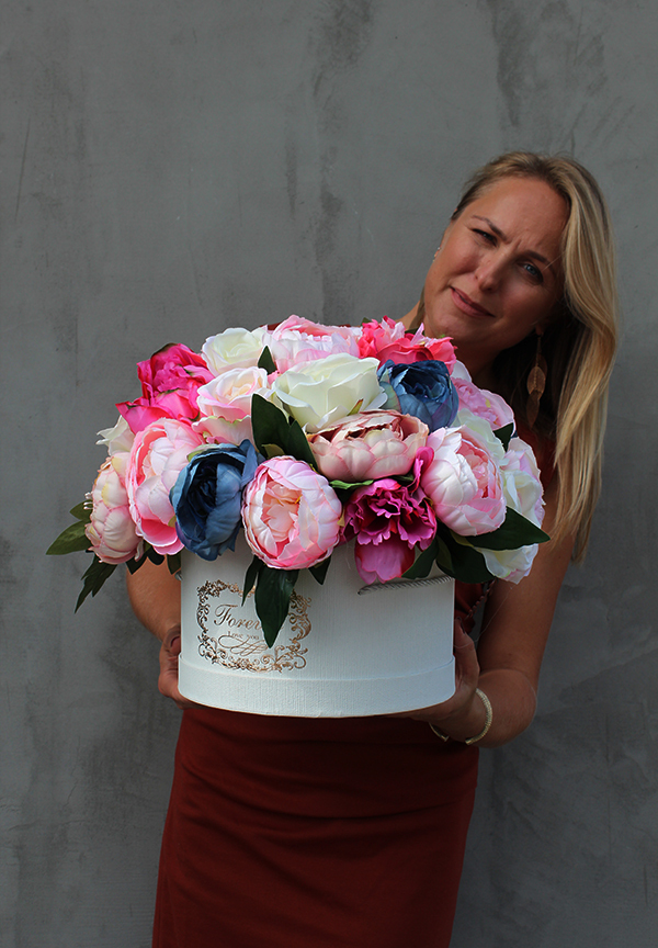 bukiet / Flowerbox / kompozycja Princessa 2 wys.32cm