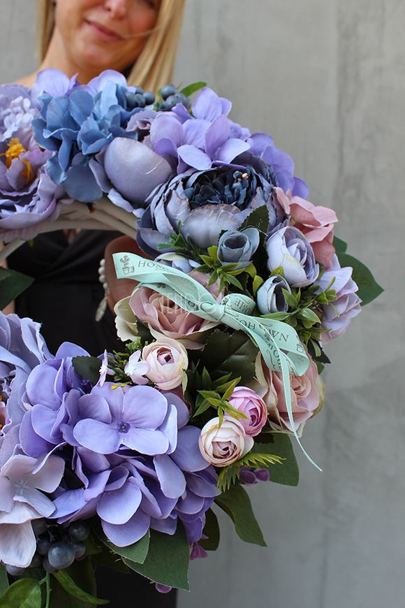 Caryca Katarzyna Fiolet, efektowny wianek na drzwi, śr.40cm 