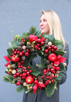 Red Rubin, tradycyjny świąteczny wianek, śr.32cm