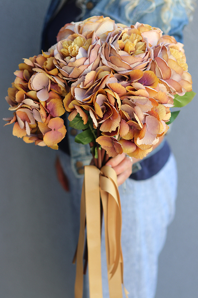 piaskowy bukiet róż i hortensji, Rosallia Sand, dł.52cm