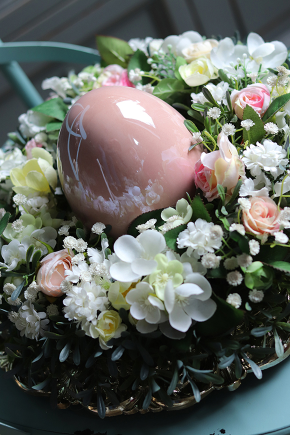 Easteria Allegra, wielkanocny stroik na talerzu z jajem, śr.33cm