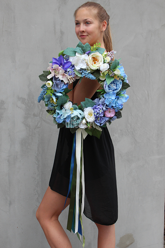 cudowny wianek na drzwi Blue Moon, śr.42cm 