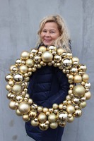 duży wianek Glamour Gold z lampkami led o śr.58cm