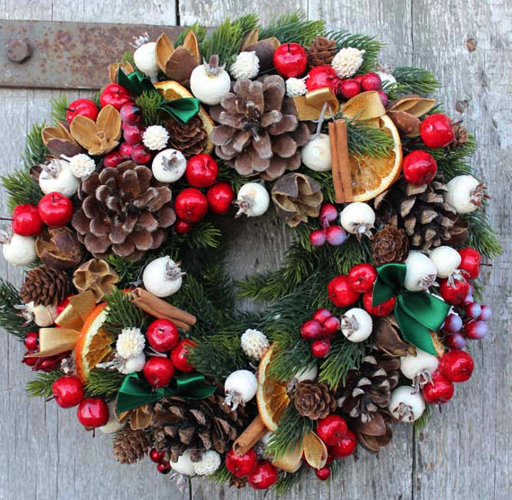 bożonarodzeniowy wianek / dekoracja Pomarańcze, śr.27cm  