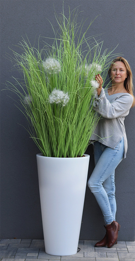 Dandelion Light 2, trawa w podświetlanej donicy z dmuchawcami, wys. 190cm