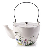 Novelty Garden, porcelanowy dzbanek ze wzorem i srebrnym rantem, poj.870ml