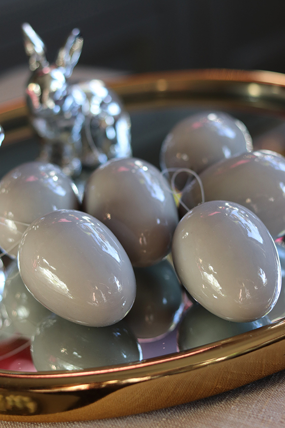 Kolorowa Wielkanoc, jajka zawieszki kpl.6szt, beżowe, dł.7cm 