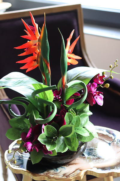 kompozycja ze strelicją i orchideą, Derosa wys.53cm