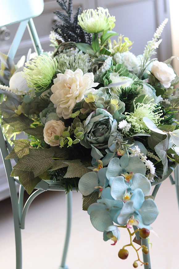 błękitna kompozycja nagrobna, Blumallo, dł.67cm