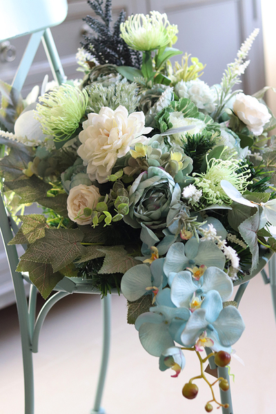 błękitna kompozycja nagrobna, Blumallo, dł.67cm