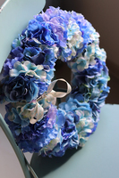 Blue Fellena, bogaty wianek z hortensji, śr.41cm 