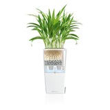 Cubico Premium, elegancka donica z nawadnianiem, srebrna, wys.56cm