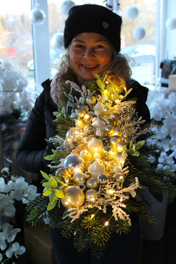 kompozycja świąteczna Green Light, 4 świeczki, dł.55cm