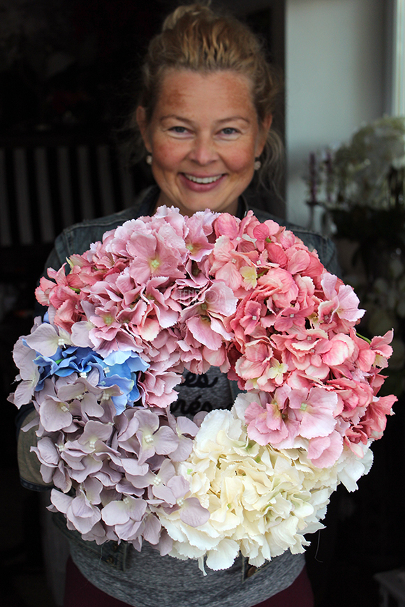 Kolorowa Hortensja 2 wianek, śr.36cm  