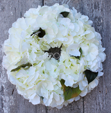 Biała Hortensja mięsista, wianek na drzwi, śr.35cm  