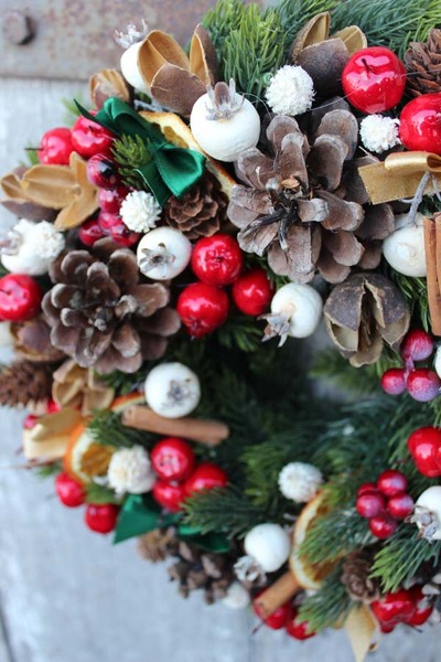 bożonarodzeniowy wianek / dekoracja Pomarańcze, śr.27cm  