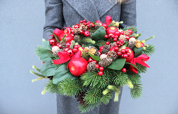 Red Rubin, tradycyjny świąteczny wianek, śr.32cm