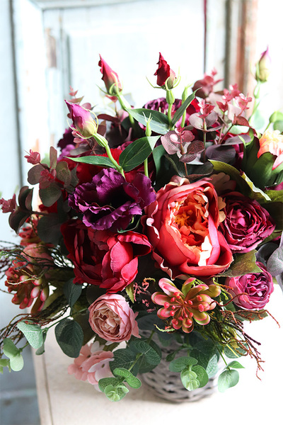 bogaty kosz z jesiennymi kwiatami, Jessica, wym. 46x45cm   