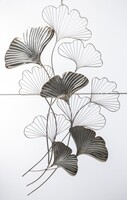 Ginko Glamour B, srebrny decor ścienny z miłorzębem, wym.130x70x4cm