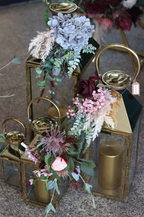 Jasmina, wypożyczenie dekoracji na ślub / wesele / rocznicę, komplet 16el.