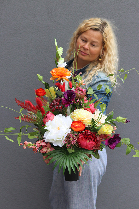 Jesienna Rewia, komplet barwnych dekoracji nagrobnych, wiązanka + bukiet