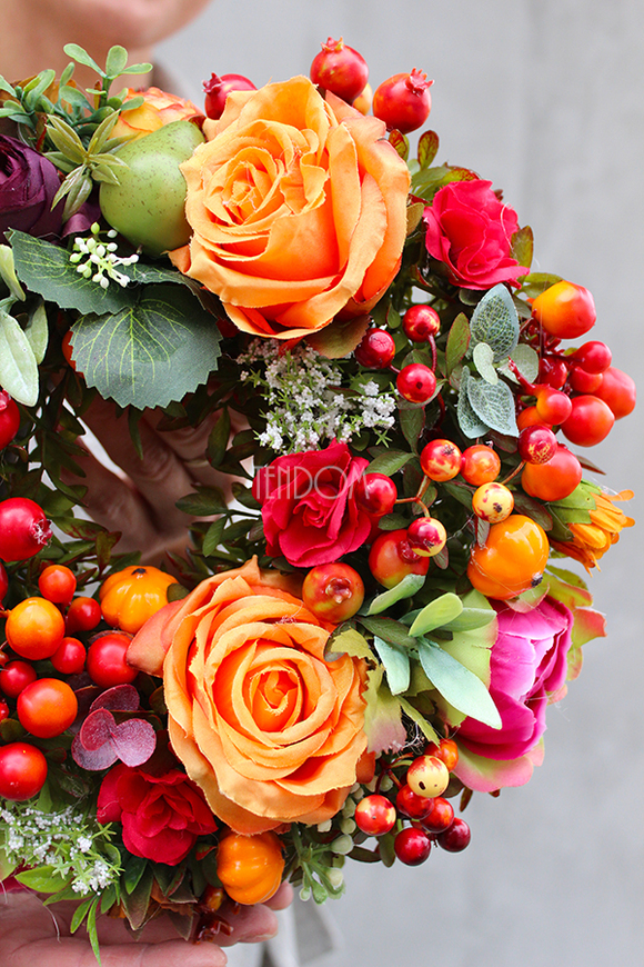 dekoracyjny wianek na drzwi Jesienna Samba, śr.25cm 