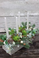 bożonarodzeniowy stroik / kompozycja z Sukulentami wys.35x46x25cm 