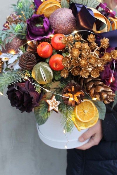 Zimowa Energia, box świąteczny / stroik, wys.52cm