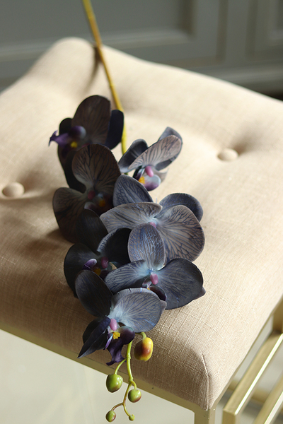 gałązka kwiatowa, sztuczny storczyk / orchidea Granat, 1 szt, dł.86cm