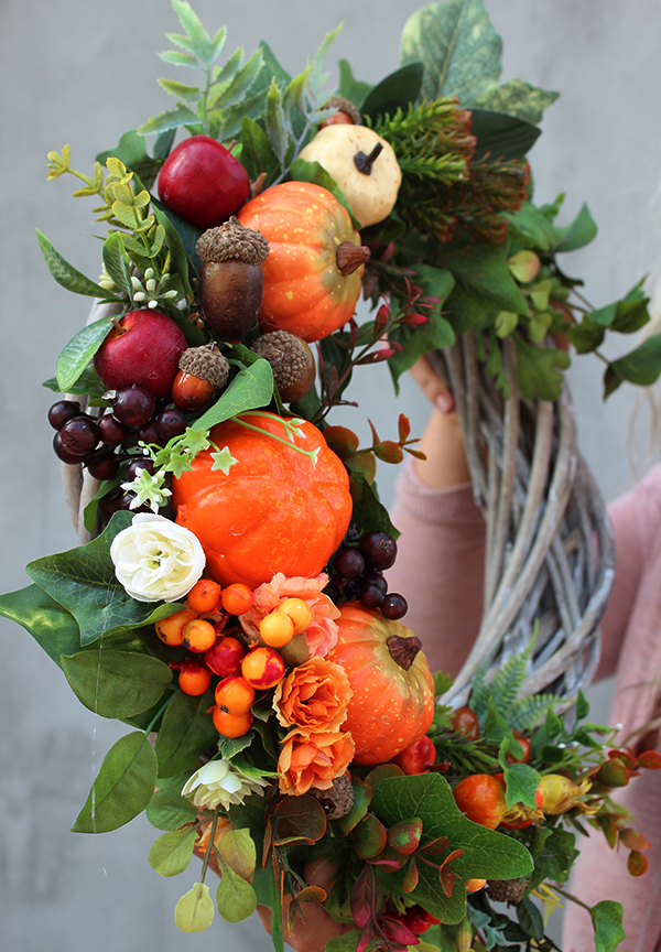 jesienny wianek na drzwi z dyniami, Optymizm, śr.38cm